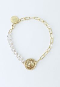 Pearl Golden Coin Paperclip Spliced Bracelet