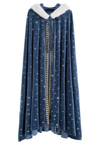 Sparkling Stars Self-Tie Velvet Hooded Cloak Halloween Costumes