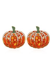 Diamond Decor 3D Shiny Pumpkin Earrings
