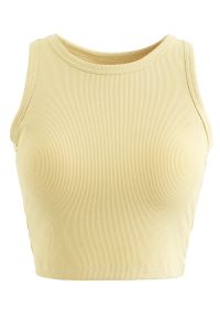 Solid Color Ribbed Tank Top in Yellow
