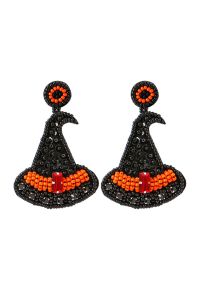 Beaded Black Witch Hat Earrings