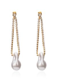 Irregular Pearl Diamond Drop Earring in Cream