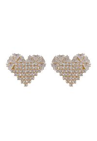 Glaring Zircon Rhinestone Heart Earrings