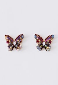 Colored Crystal Diamond Butterfly Earrings