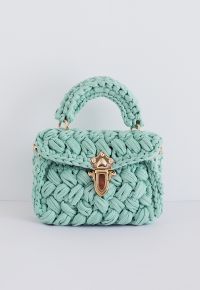 Braided Chunky Knit Mini Bag in Mint