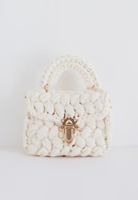 Braided Chunky Knit Mini Bag in Cream