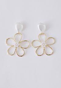 Pearly Hollow Out Floral Earrings