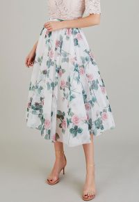 Timeless Rose Mesh Tulle Midi Skirt