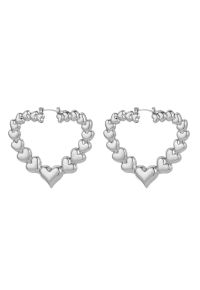 Hollow Out Metal Heart Earrings in Silver