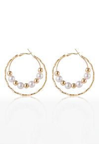 Wavy Double Layered Beaded Pearl Earrings