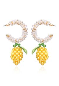 Pearly C-Shape Lemon Drop Earrings