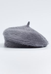 Pure Color Ultra-Soft Fuzzy Beret in Smoke