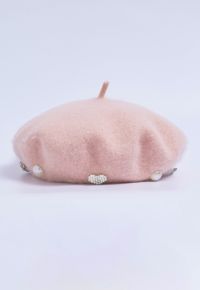Rhinestone Decor Pearly Beret in Pink