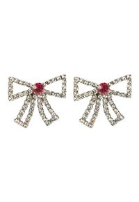 Hollow Out Bowknot Rhinestone Earrings