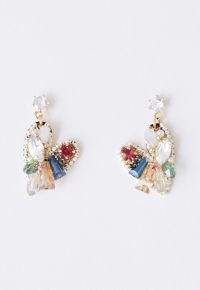 Multi Gem Heart Shape Earrings