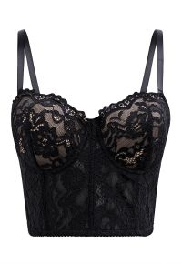 Floral Lace Bustier Crop Top in Black