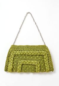 Braided Straw Shoulder Bag in Green