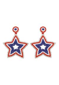Color Block Beaded Star Earrings