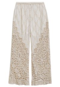 Diamond Shape Stitch Crochet Flower Pants in Linen
