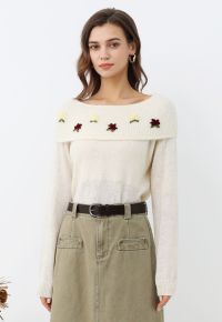 Adorable Stitch Posy Foldover Shoulder Knit Top