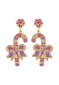 Candy Cane Bowknot Zircon Earrings