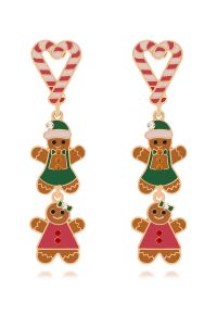 Sweet Gingerbread Couple Candy Cane Earrings