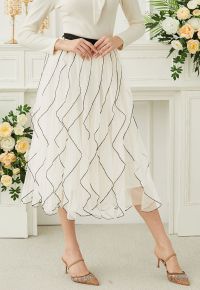 Rippling Attraction Panelled Mesh Tulle Skirt in Cream