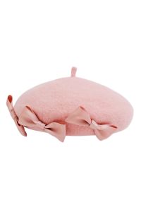 Sweet Bowknot Wool-Blend Beret in Pink