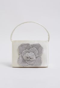 Radiant Rose Embellished Satin Handbag in Champagne