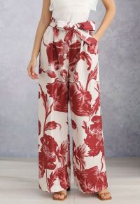 Red Bouquet Printed Wide-Leg Pants