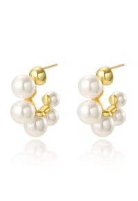 Elegant Pearl Golden Hoop Earrings