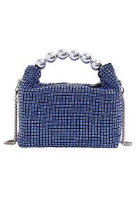 Lavish Full Rhinestone Beaded Handle Bag in Navy