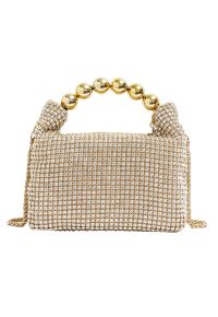 Lavish Full Rhinestone Beaded Handle Bag in Gold