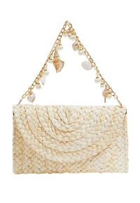Seashell Woven Straw Envelope Bag