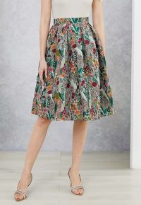 Spring Scenery Jacquard Pleated Midi Skirt