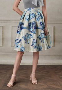 Blue Tulip Metallic Jacquard A-Line Midi Skirt
