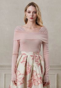 Sweet Ease Mesh Shoulder Flap Knit Top in Pink