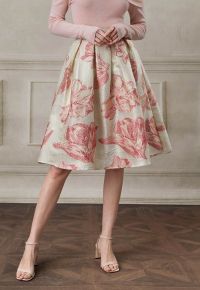 Pink Tulip Metallic Jacquard A-Line Midi Skirt