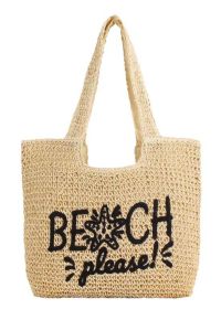 Beach Please Woven Straw Bag