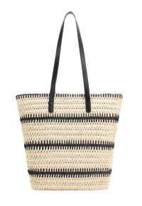 Black Stripe Handmade Woven Straw Bag