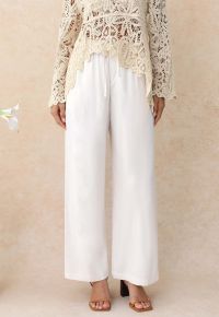 Simplicity Drawstring Straight-Leg Cotton Pants in White
