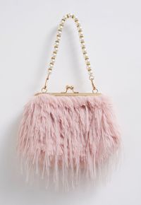 Alluring Pearl Fuzzy Handbag in Light Pink