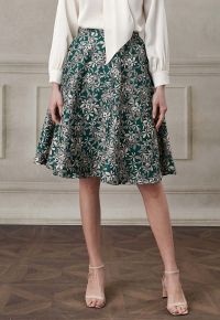 Blissful Daisy Jacquard Side Pocket A-Line Midi Skirt