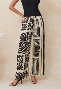 Two-Tone Exotic Tile Printed Satin Pants
