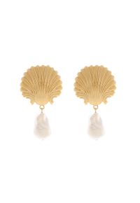 Golden Shell Baroque Pearl Earrings