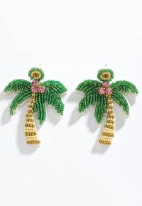 Rhinestone Accents Beaded Coconut Tree Earrings