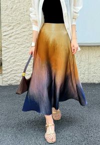 Ombre Dyeing Satin Flare Skirt