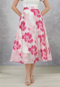 Magnolia Blooms Organza Jacquard A-Line Skirt