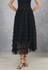 Swan Cloud Midi Skirt in Black