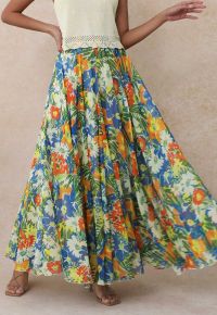 Jungle Blue Chiffon Maxi Skirt